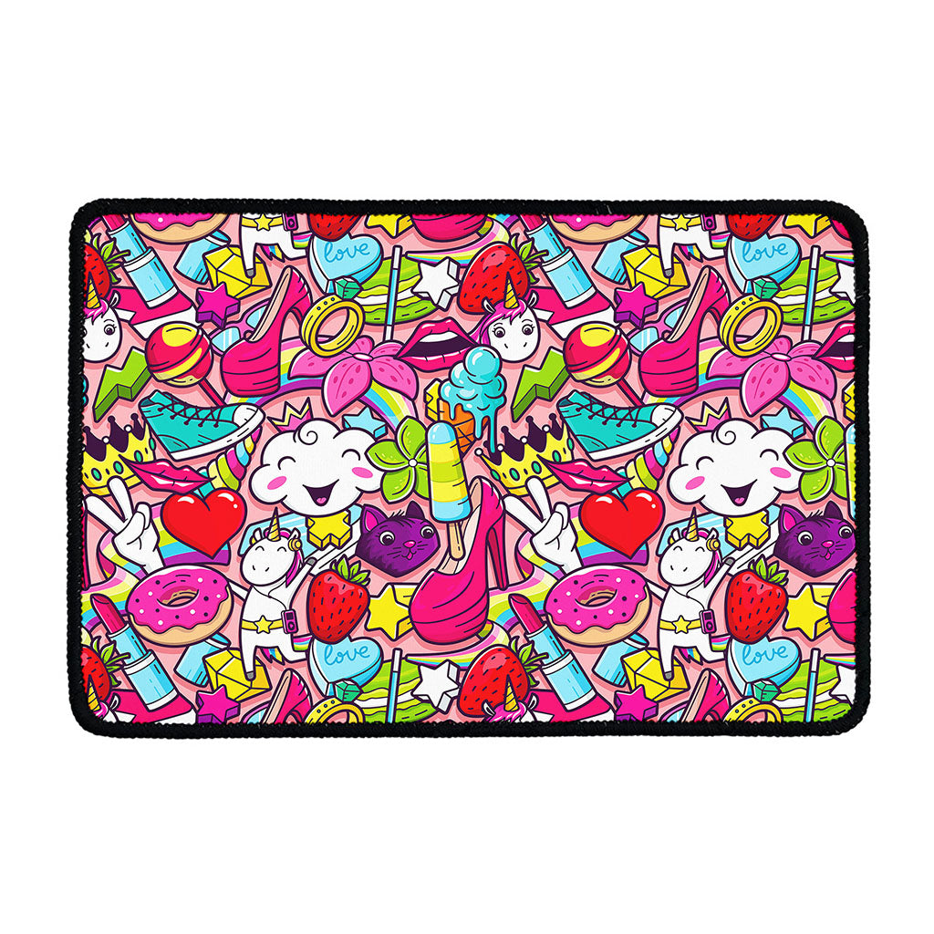 Girly Unicorn Cartoon Pattern Print Kitchen Mat
