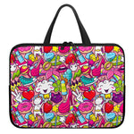 Girly Unicorn Cartoon Pattern Print Laptop Sleeve With Handle