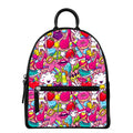 Girly Unicorn Cartoon Pattern Print Leather Backpack
