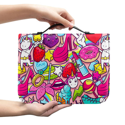 Girly Unicorn Cartoon Pattern Print Leather Bible Cover