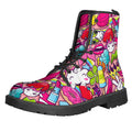 Girly Unicorn Cartoon Pattern Print Lace-Up Boots