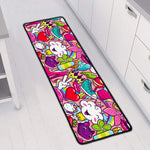 Girly Unicorn Cartoon Pattern Print Long Kitchen Mat
