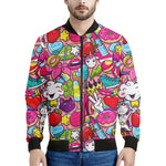 Girly Unicorn Cartoon Pattern Print Men's Bomber Jacket