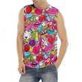 Girly Unicorn Cartoon Pattern Print Men's Fitness Tank Top