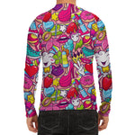 Girly Unicorn Cartoon Pattern Print Men's Long Sleeve Rash Guard