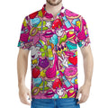 Girly Unicorn Cartoon Pattern Print Men's Polo Shirt