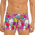 Girly Unicorn Cartoon Pattern Print Men's Short Boxer Briefs
