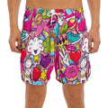 Girly Unicorn Cartoon Pattern Print Men's Split Running Shorts