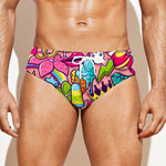 Girly Unicorn Cartoon Pattern Print Men's Swim Briefs
