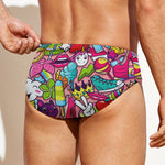 Girly Unicorn Cartoon Pattern Print Men's Swim Briefs