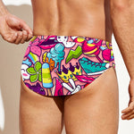 Girly Unicorn Cartoon Pattern Print Men's Swim Briefs