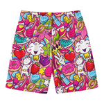 Girly Unicorn Cartoon Pattern Print Men's Swim Trunks