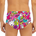 Girly Unicorn Cartoon Pattern Print Men's Triangle Swim Briefs