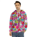 Girly Unicorn Cartoon Pattern Print Men's Velvet Pullover Hoodie