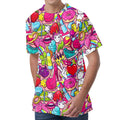 Girly Unicorn Cartoon Pattern Print Men's Velvet T-Shirt