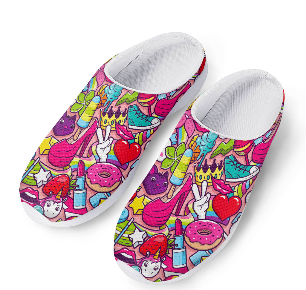 Girly Unicorn Cartoon Pattern Print Mesh Casual Shoes