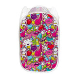 Girly Unicorn Cartoon Pattern Print Mesh Laundry Hamper