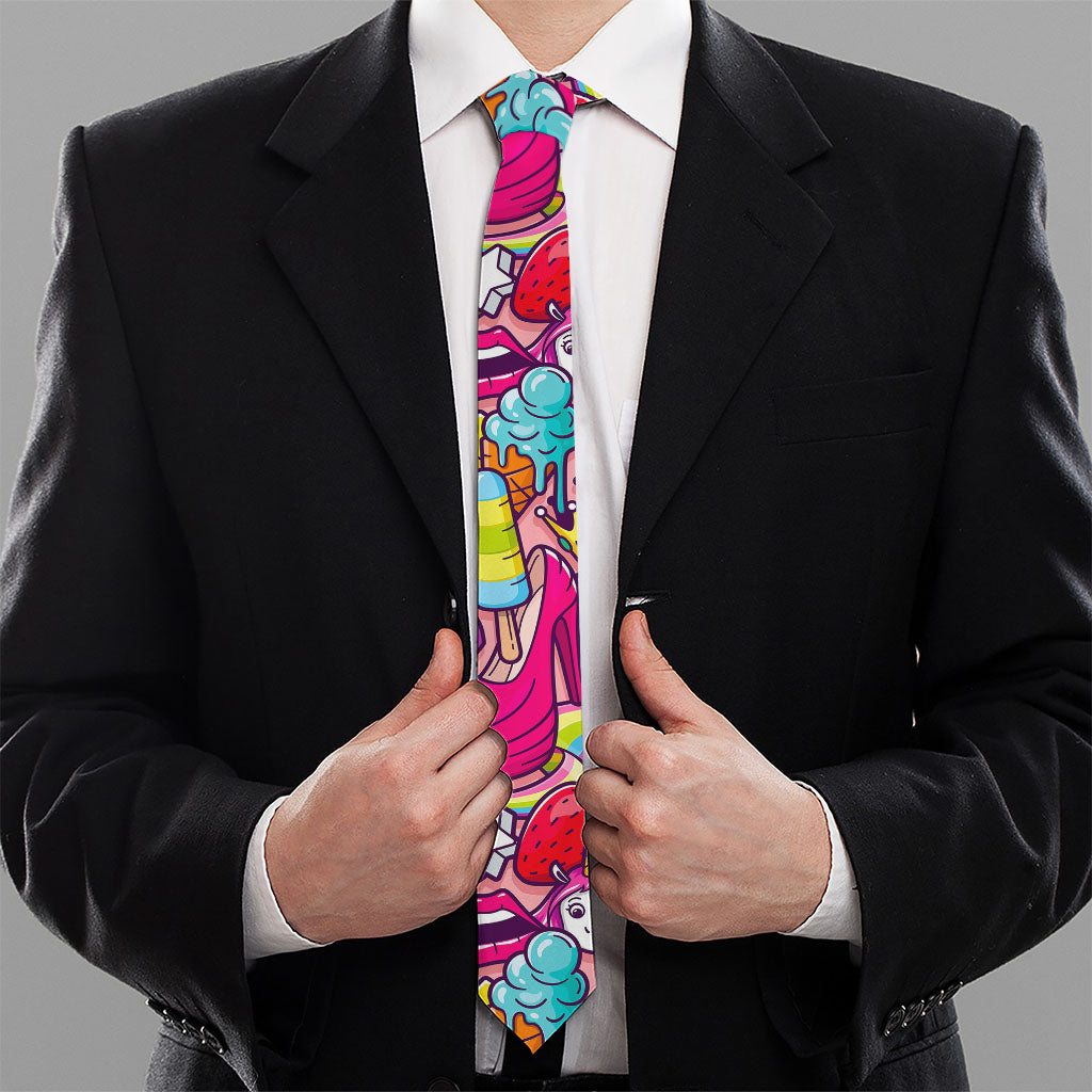 Girly Unicorn Cartoon Pattern Print Necktie
