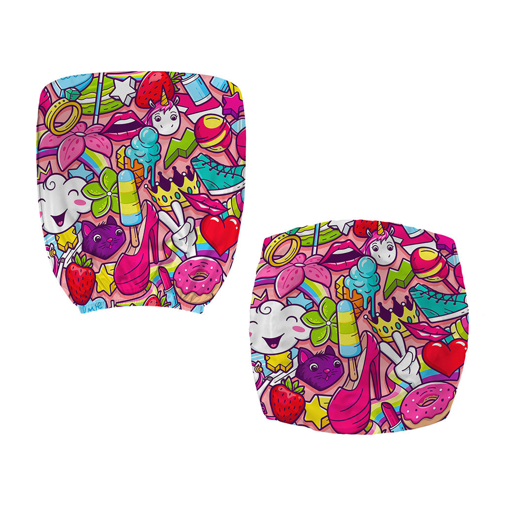 Girly Unicorn Cartoon Pattern Print Office Chair Cover