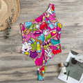 Girly Unicorn Cartoon Pattern Print One Shoulder Bodysuit