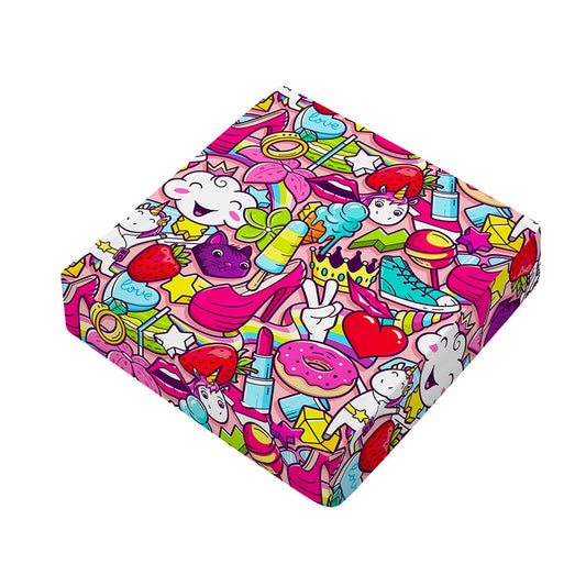 Girly Unicorn Cartoon Pattern Print Outdoor Seat Cushion Cover