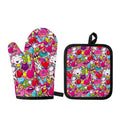 Girly Unicorn Cartoon Pattern Print Oven Mitt And Pot Holder Set