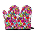 Girly Unicorn Cartoon Pattern Print Oven Mitts