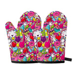 Girly Unicorn Cartoon Pattern Print Oven Mitts