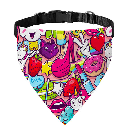 Girly Unicorn Cartoon Pattern Print Over The Collar Dog Bandana
