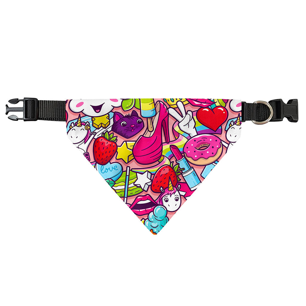 Girly Unicorn Cartoon Pattern Print Over The Collar Dog Bandana