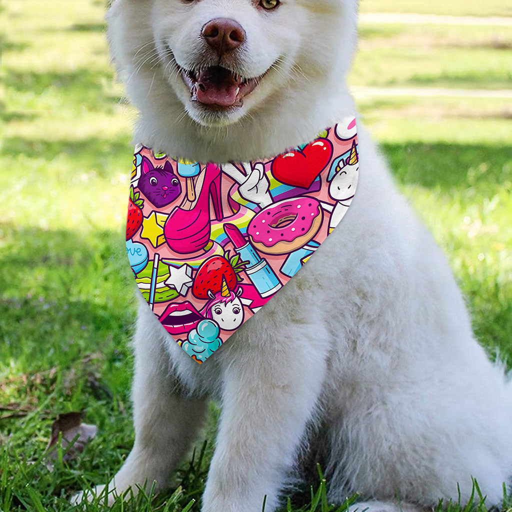 Girly Unicorn Cartoon Pattern Print Over The Collar Dog Bandana
