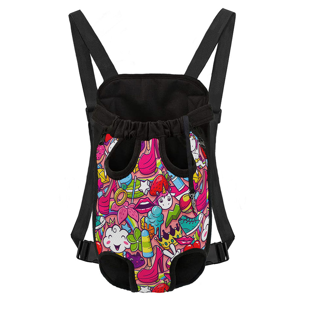Girly Unicorn Cartoon Pattern Print Pet Carrier Backpack