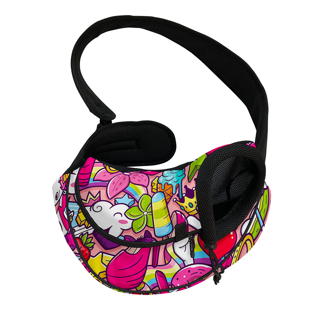 Girly Unicorn Cartoon Pattern Print Pet Sling Carrier