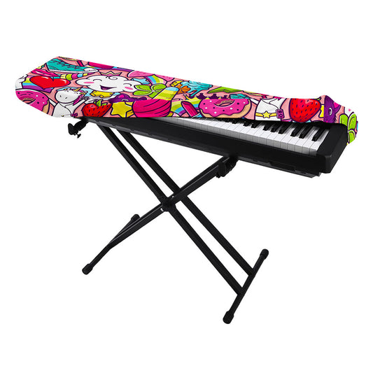 Girly Unicorn Cartoon Pattern Print Piano Keyboard Cover