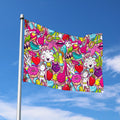 Girly Unicorn Cartoon Pattern Print Polyester Flag