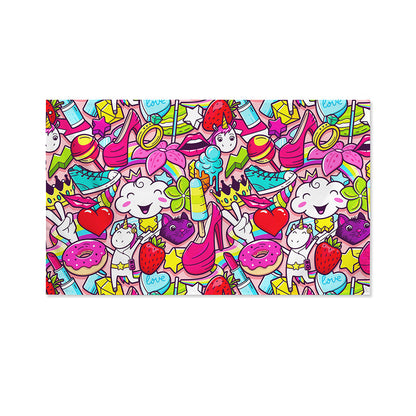 Girly Unicorn Cartoon Pattern Print Polyester Flag