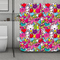 Girly Unicorn Cartoon Pattern Print Polyester Shower Curtain