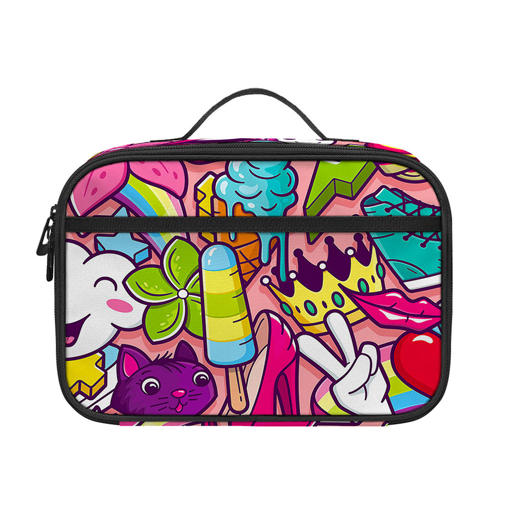 Girly Unicorn Cartoon Pattern Print Portable Lunch Bag