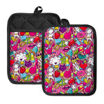 Girly Unicorn Cartoon Pattern Print Pot Holders With Pocket