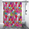 Girly Unicorn Cartoon Pattern Print Premium Shower Curtain