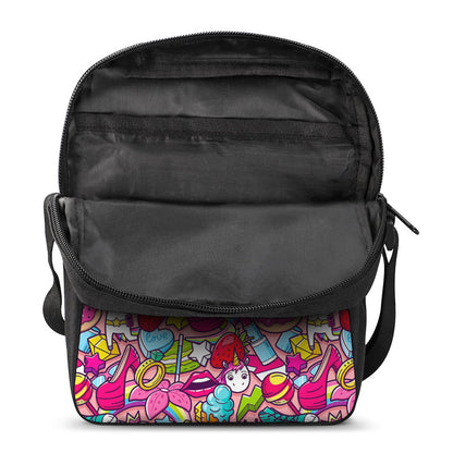 Girly Unicorn Cartoon Pattern Print Rectangular Crossbody Bag