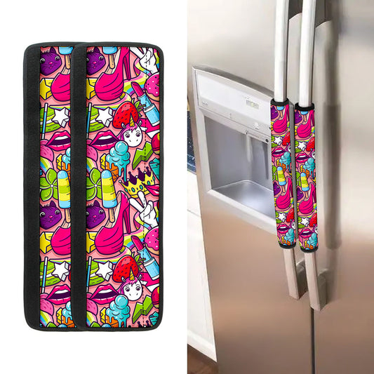 Girly Unicorn Cartoon Pattern Print Refrigerator Handle Covers