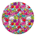 Girly Unicorn Cartoon Pattern Print Round Blanket