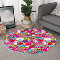 Girly Unicorn Cartoon Pattern Print Round Rug