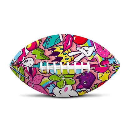 Girly Unicorn Cartoon Pattern Print Rugby Ball