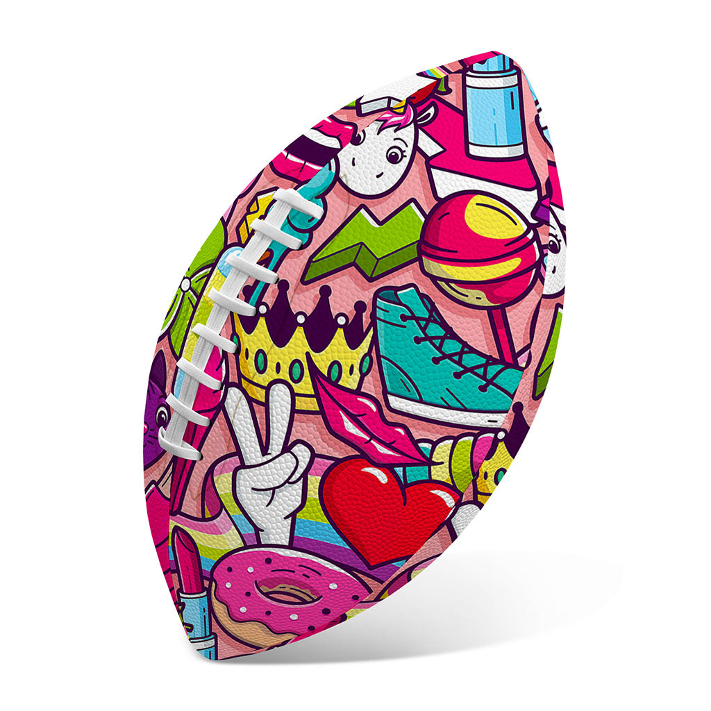 Girly Unicorn Cartoon Pattern Print Rugby Ball