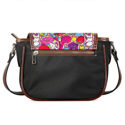 Girly Unicorn Cartoon Pattern Print Saddle Bag