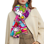Girly Unicorn Cartoon Pattern Print Scarf