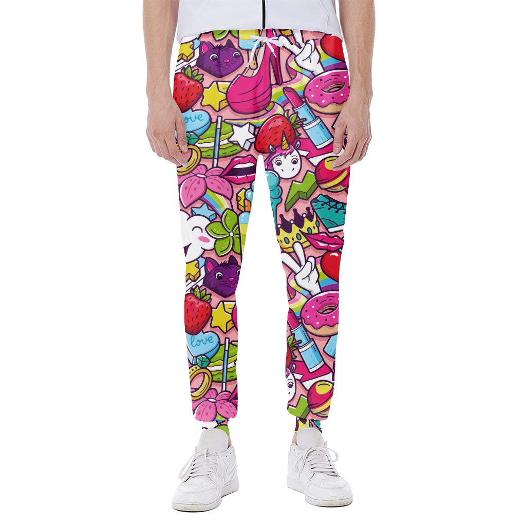 Girly Unicorn Cartoon Pattern Print Scuba Joggers