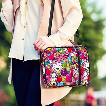 Girly Unicorn Cartoon Pattern Print Shoulder Strap Bible Bag